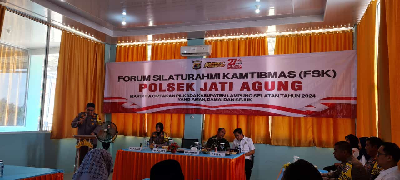 JELANG PILKADA SERENTAK 2024,KAPOLRES LAMPUNG SELATAN GELAR SILATURAHMI KAMTIBMAS DI JATI AGUNG.